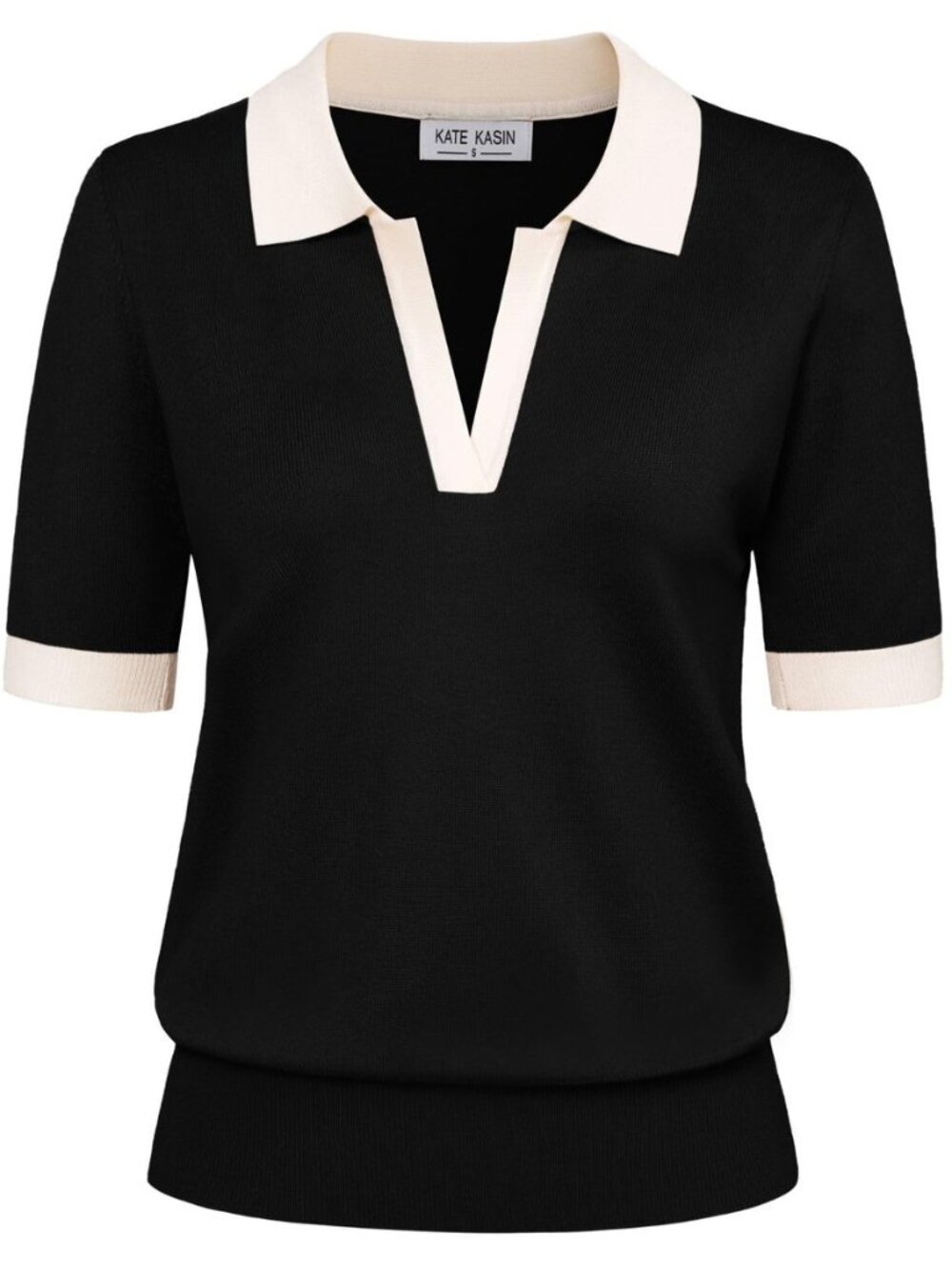 Women's Short Sleeve Classic V Neck Collared Casual Polo Sweater Tops